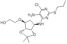 2-(((3aR,4S,6R,6aS)-6-((5-amino-6-chloro-2-(propylthio)pyrimidin-4-yl)amino)-2,2-dimethyltetrahydro-3aH-cyclopenta[d][1,3]dioxol-4-yl)oxy)ethanol